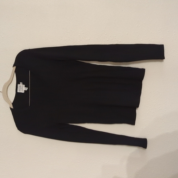 Michael Stars For Anthropologie XS/S Made In USA VNeck Long Sleeve Top Black - Picture 1 of 8